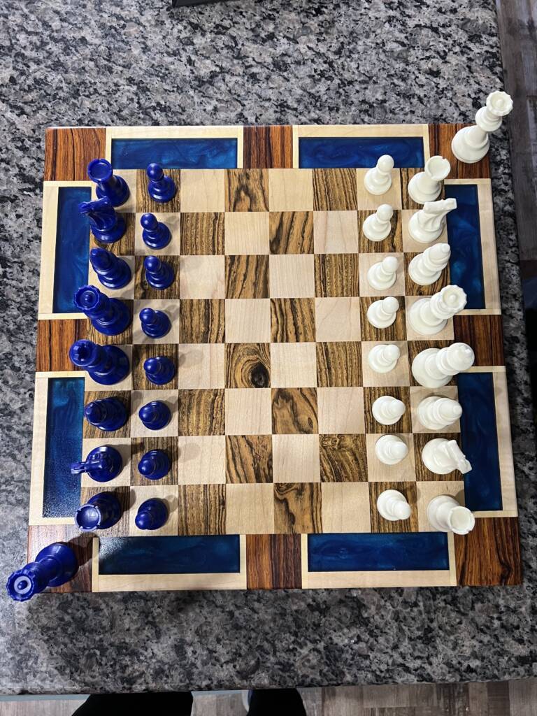 handcrafted chess board