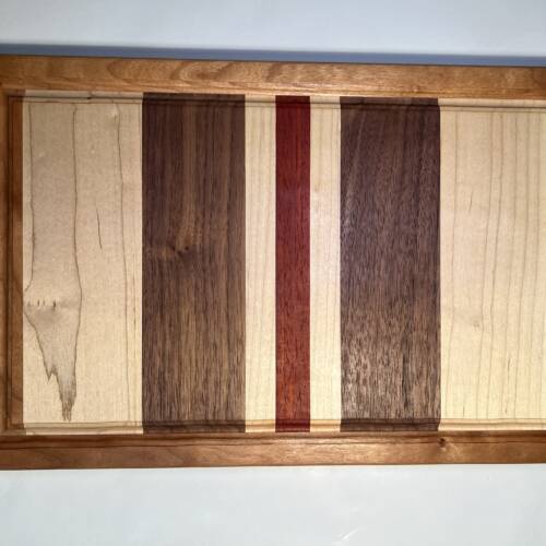 Hardwood Cutting Board- Paduak, Cherry, Walnut, and Maple