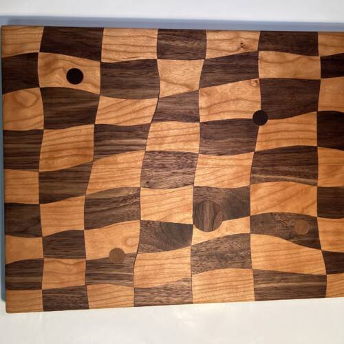 Hardwood Wavy Cutting Board- Walnut and Cherry