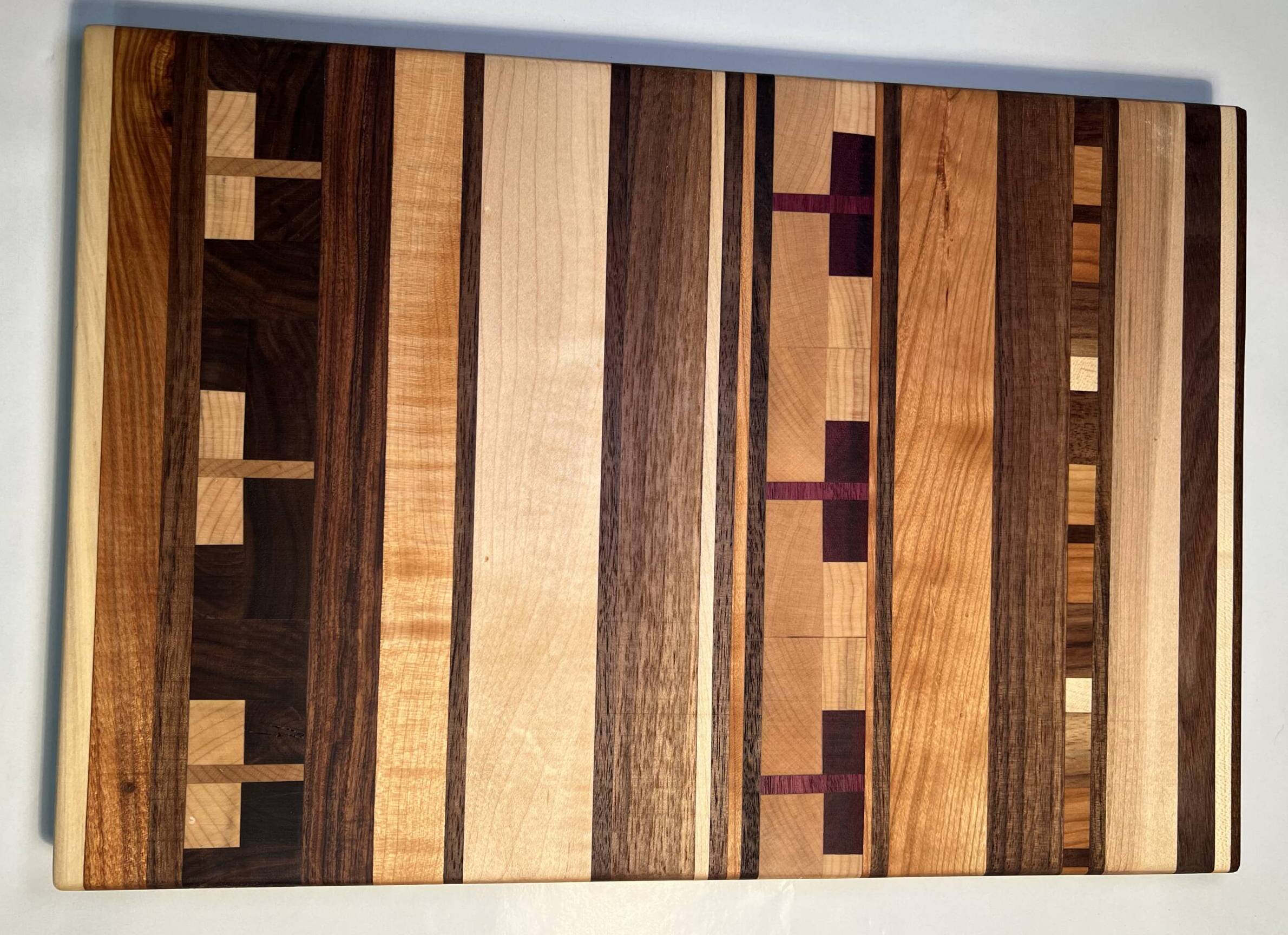 Hardwood Cutting Board- Purple Heart, Walnut, Cherry, Maple, and Acacia